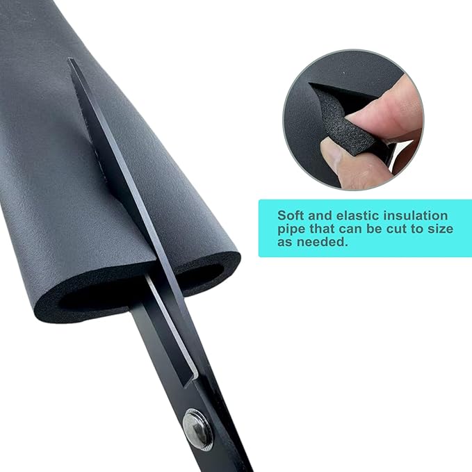 Insulation Foam Pipe 2 inches ID ,6 feet Long, Used for air Conditioning Pipe Insulation, Outdoor Water Pipes and Table Corner Protection,Black