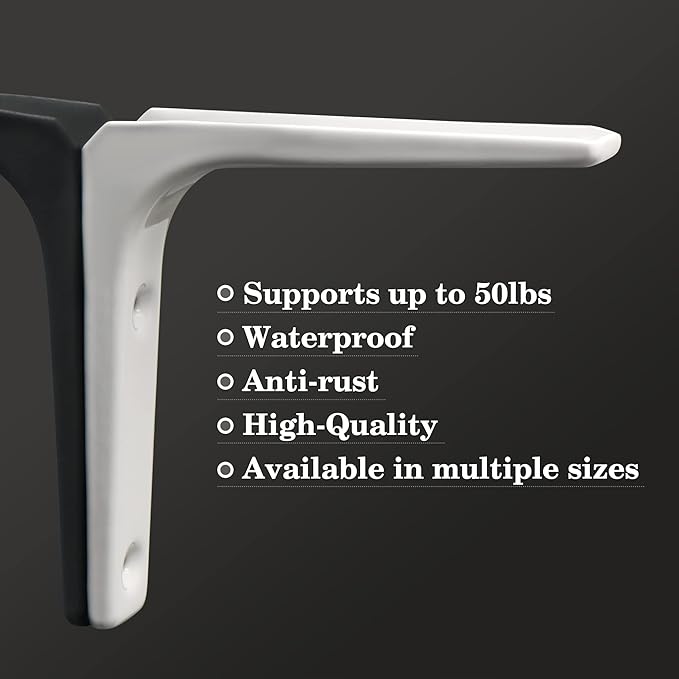 SAYAYO 4 PCS Iron Wall Shelf Bracket, 4 x 4 Inch Heavy Duty Shelf Support Bracket Decorative Joint Angle Bracket, Bright White