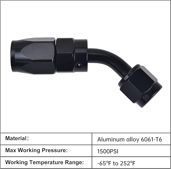 EVIL ENERGY 8AN Hose End Fitting 45 Degree Swivel for CPE Braided Hose Black