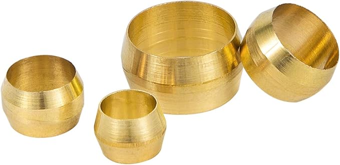 40PCS Tube OD 1/2" Brass Compression Sleeves Ferrules,Brass Compression Fitting Assortment Kit