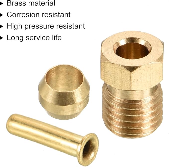 PATIKIL 2.5mm ID 4mm OD Tube Brass Compression Assortment Kit 2 Set, Sleeve Ferrule & Insert & Nut