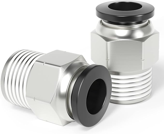 TAILONZ PNEUMATIC Male Straight 5/16 Inch Tube OD x 3/8 Inch NPT Thread Push to Connect Fittings PC-5/16-N3 (Pack of 2)