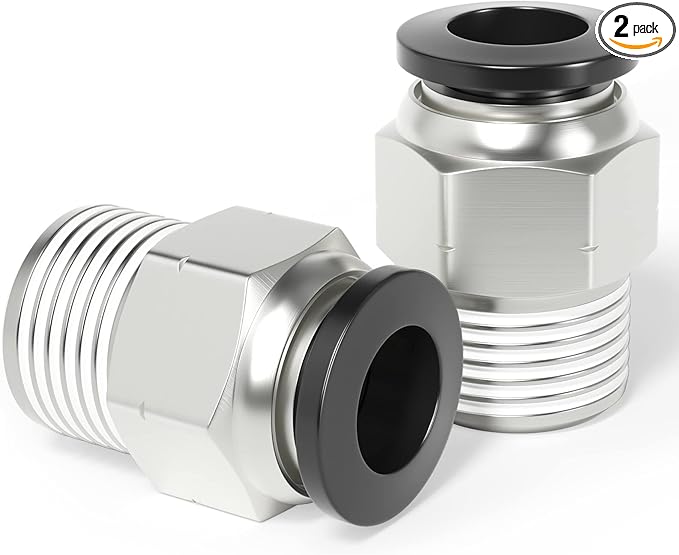 TAILONZ PNEUMATIC Male Straight 5/16 Inch Tube OD x 3/8 Inch NPT Thread Push to Connect Fittings PC-5/16-N3 (Pack of 2)
