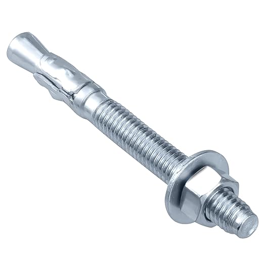 Party Animals 5/8 x 4-1/2 Inch Wedge Anchor, 5 PCs Zinc-Plated Industrial Anchor Bolts for Cement, Concrete