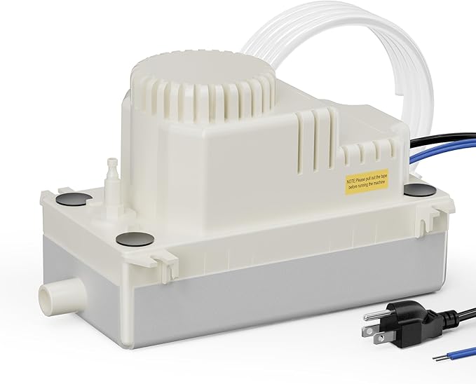 Automatic Condensate Removal Pump, HVAC Condensate Removal for Air Conditioner, Furnace, Dehumidifier,Ice Machine - 115 Volts/60Hz Ultra-Quiet with 16 Ft Hose,4 Water inlets & 2 Type outlets