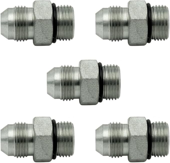 1-1/4" JIC Male x #16 SAE/ORB Male Straight Converter Hydraulic Pipe Adapter Fitting (5-PACK) | 6400-20-16
