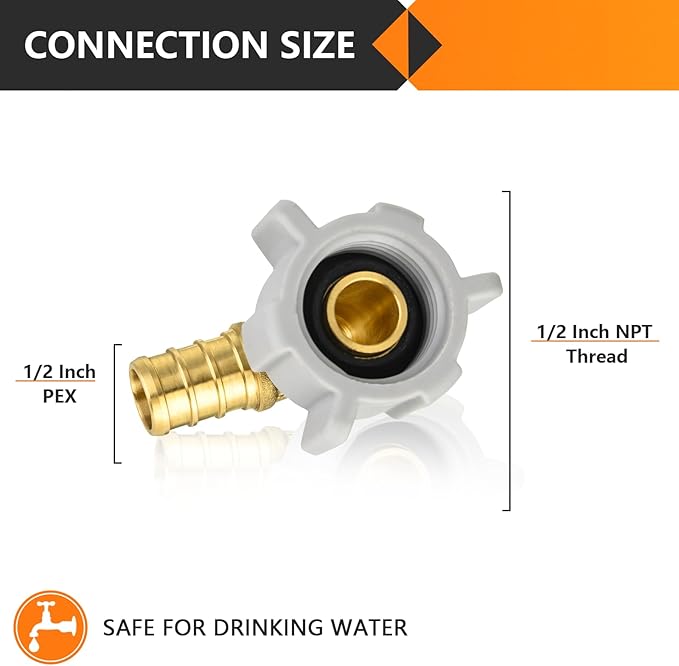 30-Pack HeSun PEX Fittings, 1/2" Pex x 1/2" Female NPT Swivel Elbow, Brass Crimp Fitting for ASTM F1807(PEX1807208-30)