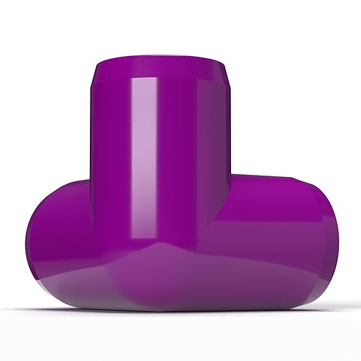 FORMUFIT 1/2” 3-Way Elbow Furniture Grade PVC Fitting in Purple, Made in USA, UV-Resistant, Impact-Proof, 0.840” Actual Socket Diameter (Pack of 10)