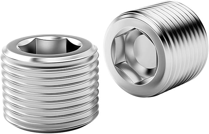 20 Pcs Stainless Steel Pipe Plug Fitting Assortment Kit, 5 Sizes 1/8" 1/4" 3/8" 1/2" 3/4" NPT Male Internal Hex Thread Socket Pipe Plug for Sealing Pipe Port