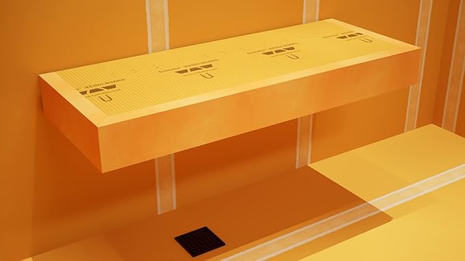 Floating Shower Bench Kit with Orange Waterproof Board - Original Shower Bench Bracket, Bath Bench Seat Bathroom Décor, Bathroom Accessories (12X72)