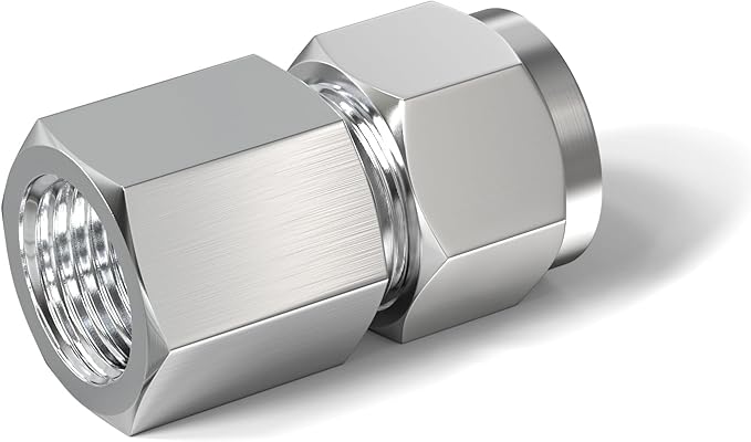 TAISHER 5PCS 304 Stainless Steel Compression Tube Pipe Fitting Connector, 1/2" Tube OD x 1/4" NPT Female Straight Adapter