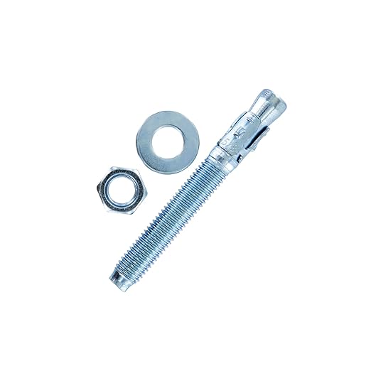 Conquest 5/8" x 5" Zinc Plated Wedge Anchors (Box of 25) – High Performance Concrete Anchors – Rust Resistant Zinc Plating for Dry Interior Environments – Heavy Duty Fastener for Concrete