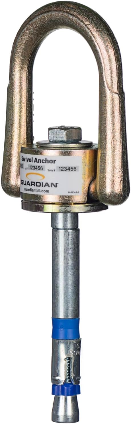 Guardian ‎10010 10K Swivel Anchor | 5/8 Inch by 6 Inch Expansion Anchor | Full Size D-Ring | Zinc-Plated Stainless Steel