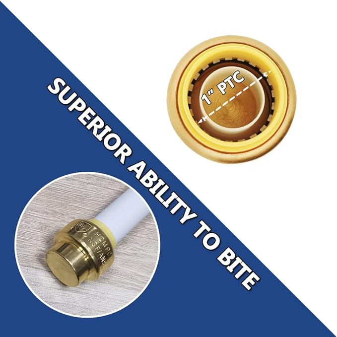 HQMPC 1" Push Fit PEX End Cap, Push-to-Connect,No Lead Brass Plumbing Fittings for Copper, CPVC 2Pcs Disconnect Clip Included …