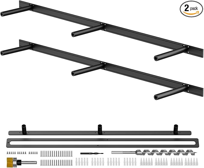 Floating Shelf Bracket Heavy Duty Shelving Brackets,Decorative Floating Shelf Hardware Black,Hidden Metal Shelf Support Bracket(38X8X1.2-Metal Jig)