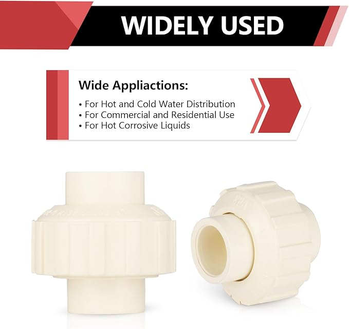 (50 Pack) EFIELD 3/4" Inch CPVC Slip Union, CTS x CTS Union Solvent Connection Fittings,(CPVC031-50PCS)