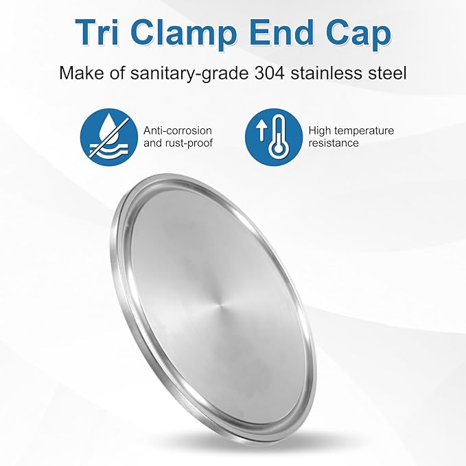 uxcell 2set Stainless Steel Sanitary Fitting Clamp End Cap 3" (77.5mm) Solid Tube End Cap with Silicone Gasket for Food Beverage Cosmetics Factory Pipes