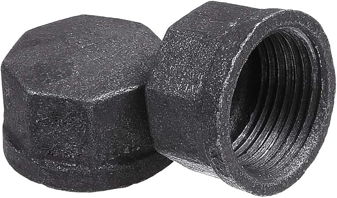 20 Pack 3/4 inches Cap Malleable Cast Iron Pipe, Industrial Pipe for Threaded Black Pipes and Fittings, DIY Steampunk Industrial Vintage Style.