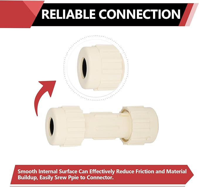 (Pack of 2) EFIELD 1/2"Compression Coupling,CPVC Fittings for Plumbing Installations and Repair (1/2"x1/2"COM),(CPVC048-2)