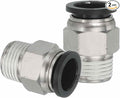 MECCANIXITY 2 Pcs NPT Push to Connect Air Fittings, Male Straight 1/2" Tube OD x 3/8" NPT Thread Air Quick Connector Coupling Adapter for Gas Hose Pneumatic Tools Black