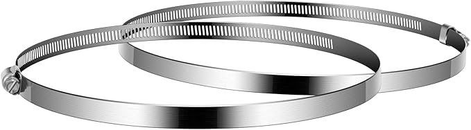 VIVOSUN Stainless Steel Air Ducting Clamps, 4/6/8/12 Inch Adjustable Hose Clamps with Worm Drive for Ducting, Heating, Cooling, Exhaust, and Ventilation (Pack of 2)
