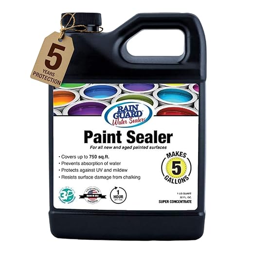 RainGuardPro Acrylic Paint Sealer 5 Gallons | Indoor Outdoor Protection | Water-Based, VOC-Free | Shields Surfaces from Water, UV, Weather | Easy Application | Semi-Satin Finish