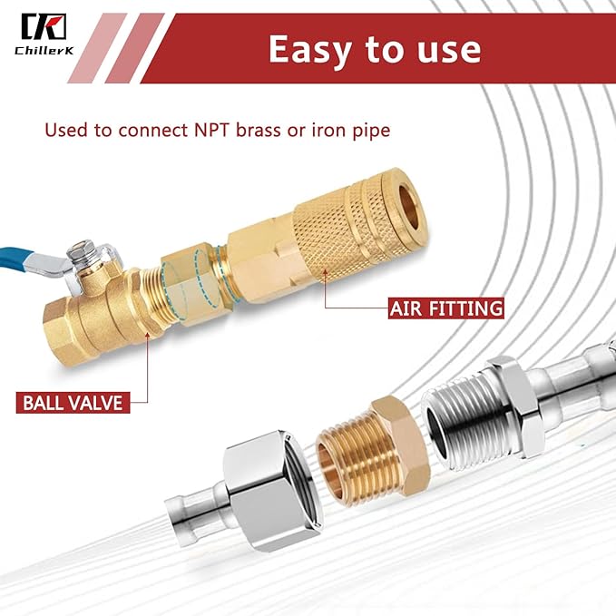 Hex Couplings, 1/2" x 3/4" NPT Male To Female Brass Hex Nipple Adapters, Brass Pipe Extension Fittings for Oil/Air/Water/Gas Systems. (2 Pack)