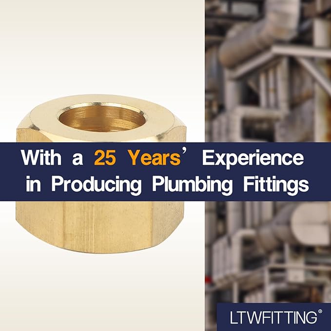 LTWFITTING 5/16-Inch Brass Compression Nut,Brass Compression Fitting(Pack of 150)