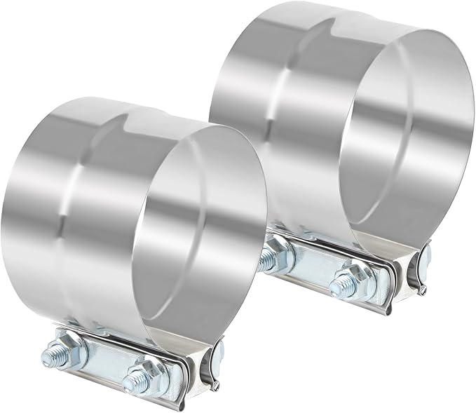 5 Inch Exhaust Clamp,5 In Lap Joint Exhaust Band Clamp Stainless Sleeve Coupler For Mufflers,Exhaust Pipe(2 PCS)