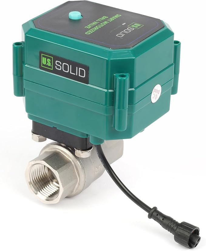 U.S. Solid 3/4" Smart Motorized Ball Valve - Stainless Steel Remote App Mobile-control Electrical Ball Valve with Manual Switch, Plug Connection