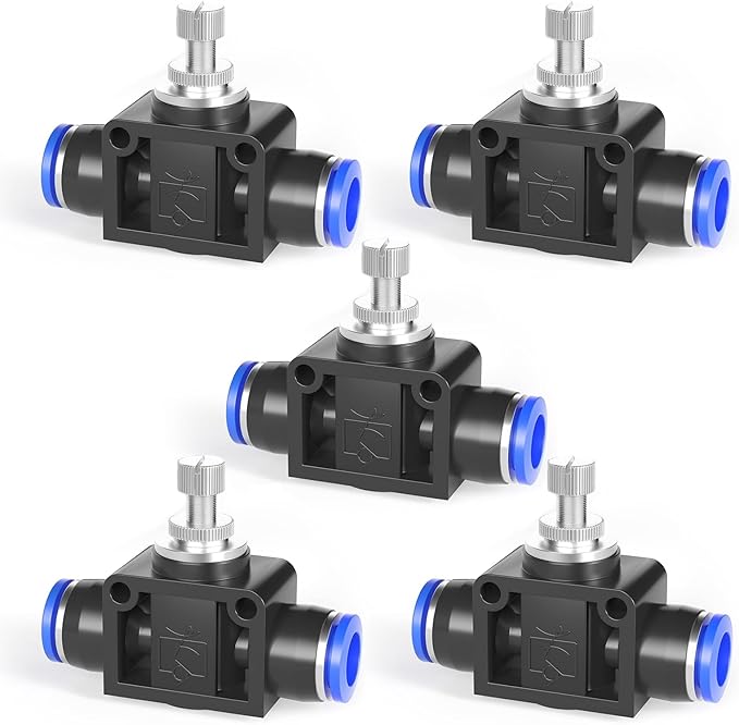 TAILONZ PNEUMATIC Air Flow Control Valve with Push-to-Connect Fitting, in-Line Speed Controller Union Straight - 8MM Tube OD x 8MM Tube OD SCF-8 （Pack of 5）