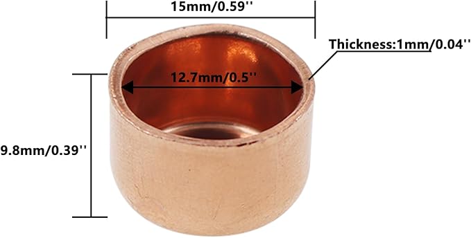 Copper Pipe Cap,TTZEZE Copper End Cap,Certified Safe Pressure Copper Cap Plug,Solid Sweat Solder Connection,Pure Copper Plumbing Cap for Plumbing HVAC Air Conditioner 12.7mm/0.5'' 20PCS