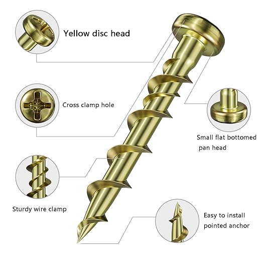 (100 pcs) Pan Head Drywall Anchors 1-1/4" Yellow Zinc, Bolt Anchor, Duty Hollow Wall Anchors