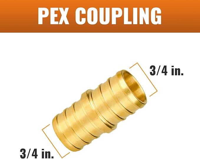 SUNGATOR 50-Pack 3/4" Pex Coupling, No Lead Brass, Pex Fittings 3/4 Inch, NSF, UPC Certified