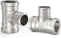 ChillWaves 304 Stainless Steel Pipe Fitting, Male Branch Tee 3/8" NPT Female x 3/8" NPT Male x 3/8" NPT Female Thread Adapter(2-PACK)