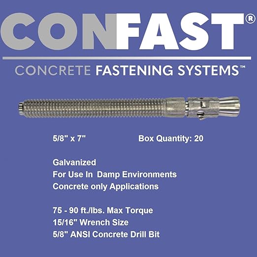 CONFAST 5/8" x 7" Galvanized Wedge Anchor (Box of 20)