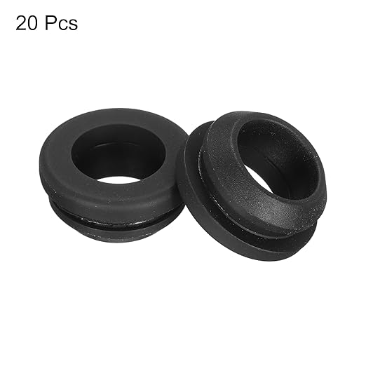MECCANIXITY 20Pcs Snap Rubber Grommet Plug Mount Dia 13.5mm ID 10.3mm Narrow Groove Width 2mm Seal Anti-Scratch for Electrical Box Cable Pipes Black
