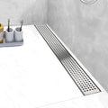Linear Shower Drain, Shower Drain 28 inch with Removable Grate Cover, Professional AISI 304 Stainless Steel Shower Floor Drain, Shower Drain with Hair Catcher and Leveling Feet