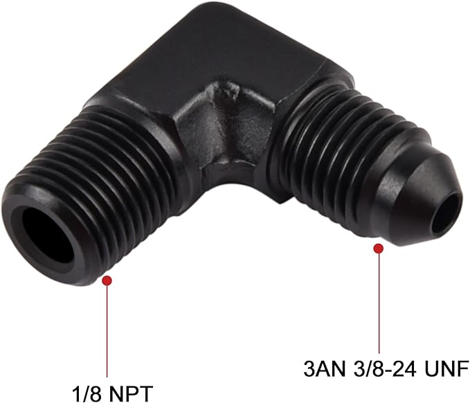 EVIL ENERGY 3AN to 1/8" NPT Male 90 degree Fitting Aluminum Balck