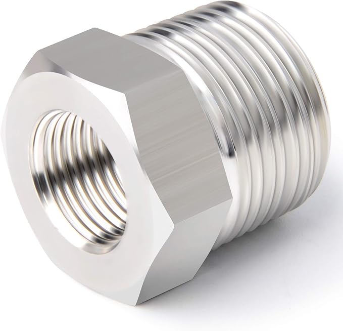 TAISHER 5PCS Forging of 304 Stainless Steel Reducer Hex Bushing, 1/2" Male NPT to 1/8" Female NPT, Reducing Forging Pipe Adapter Fitting