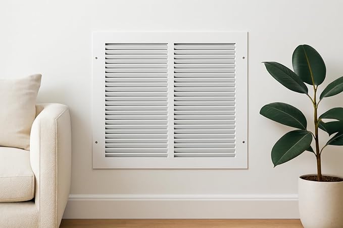 10 x 16 Inch Return Air Vent Cover, Solid Steel HVAC Grille for Wall or Ceiling, White Duct Opening, Durable Return Air Vent Cover, Airflow Ventilation Grille for Home or Office
