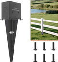 4 Set 4"x 6" Fence Post Anchor Ground Spike, 22" Heavy Duty Metal Fence Stake Post Bases (Inner Size 3.6"x5.6") with Black Powder Coated for Fence, Deck, Railing, Mailbox and Porch