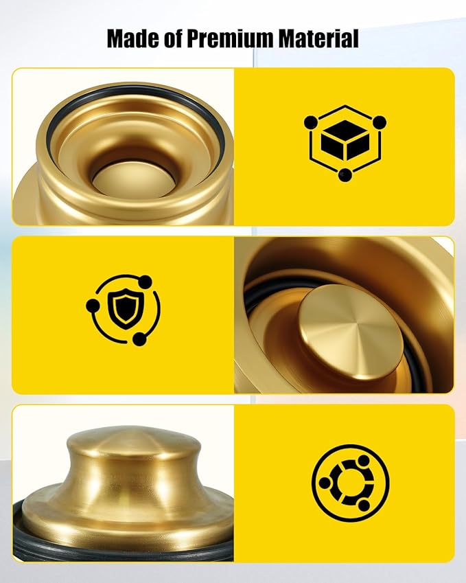 Kitchen Sink Garbage Disposal Flange and Sink Stopper Fit for 3.5 Inch Standard Sink, Garbage Disposal Flange Drain Pipe, Champagne Bronze, with Rubber Ring
