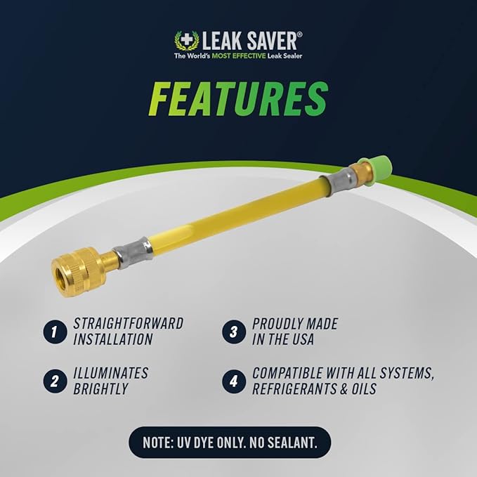 Leak Saver UV Dye, 6 Pack (Dye Only, No Sealant) UV Refrigerant Leak Detection Dye for Automotive, Home, Commercial, and Marine Air Conditioner and Refrigeration Systems up to 5 Tons - Made in the USA