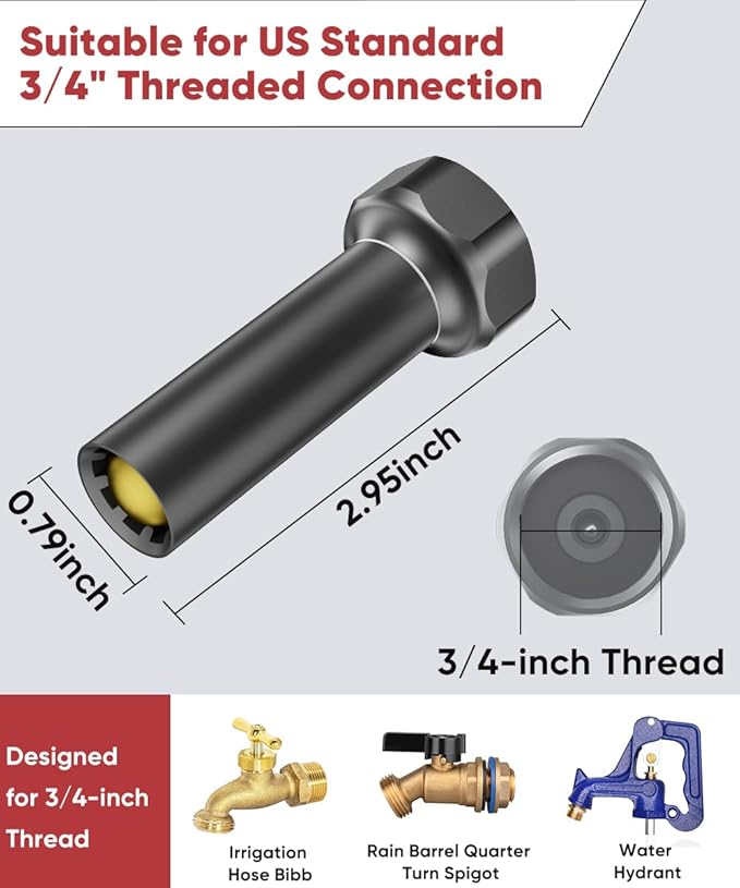 Outdoor Faucet Winter Freeze Protection Valve, Activates at Water Temperature Below 35.6°F/ 2°C, 3/4-Inch Thread Frost Proof Faucet Cover for for Garden, Lawn & Yard Spigot, Black, 4Pack