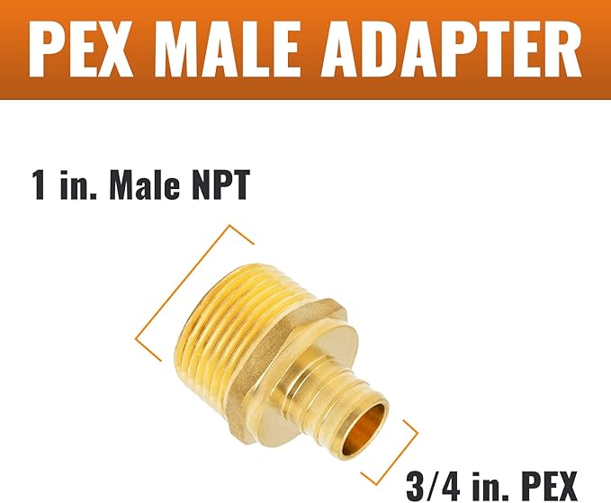SUNGATOR 6-Pack PEX 3/4" x 1" NPT Male Threaded Adapter Crimp Fitting, No Lead Brass