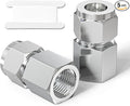 TAISHER 5PCS 304 Stainless Steel Compression Tube Pipe Fitting Connector, 1/2" Tube OD x 1/4" NPT Female Straight Adapter