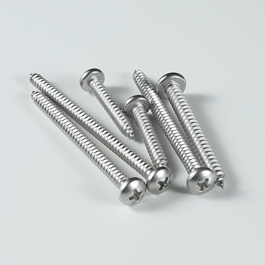 #8 x 1 Inch Pan Head Wood Screws, Phillips Drive, Stainless Steel 304 (18-8), Self Tapping for Wood, Sheet Metal Screws, 50 Pack