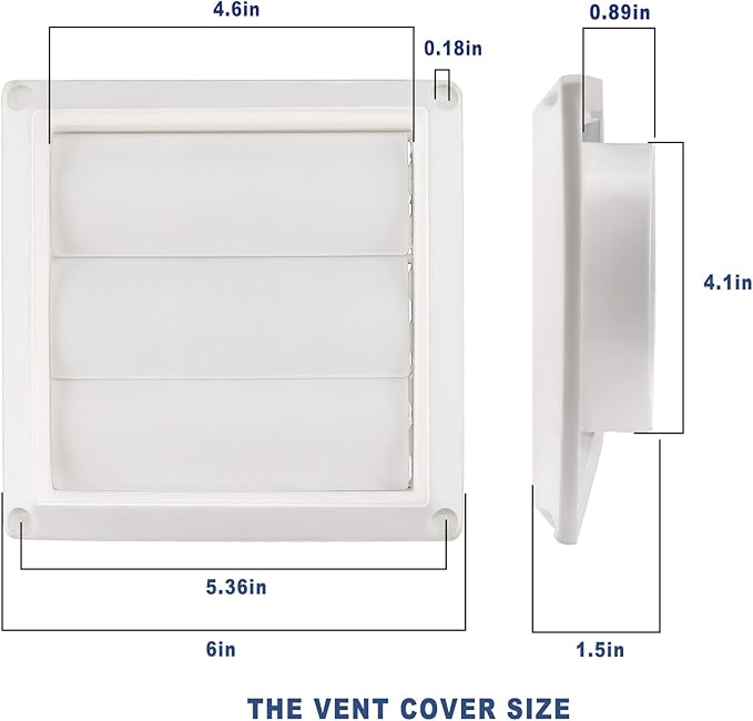 [2 PACKS]4 Inch White Plastic Louvered Outdoor Vent Cover With Stainless Steel Grille Screen, Exhaust Vent cover Widely Used for Dryers and Houses Wall to Keep Rain, Snow, Wind or Birds by AMI PARTS