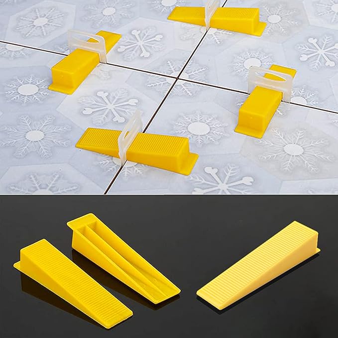 1/16 Inch Tile Leveling System Kit - 1500 Spacers & 300 Reusable Wedges with Floor Tiles Pliers - Professional Stone & Ceramic Tile Installation Tools (300+1500, 1/16)